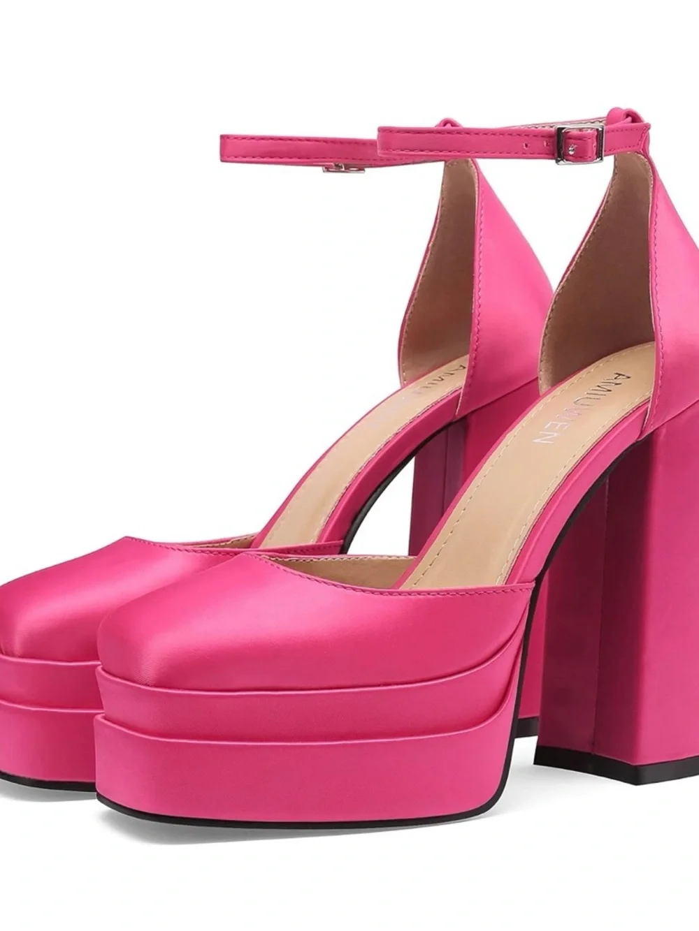 Ankle-Strap Platform Heels, Hot Pink
